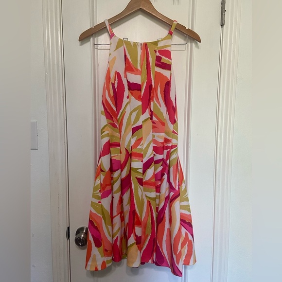 Vince Camuto scuba bright geometric fit and flare mini dress 12 - Picture 8 of 9